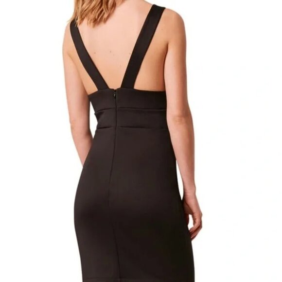 French Connection Black Simisola Cocktail Dress Bodycon Low Back LBD  | SZ 6 - Picture 2 of 9